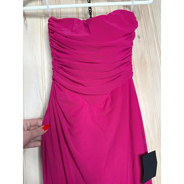 NWT Lulus Epitome of Allure Fuchsia Mesh Strapless Ruched Maxi Dress Gala Sz XS - Image 4