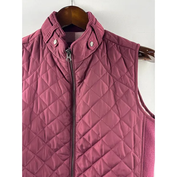 Women’s Market & Spruce Small Burgundy Quilted Puffer Vest - Image 2