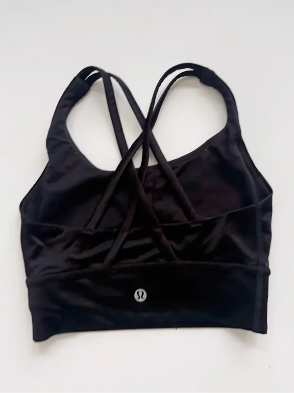lululemon Energy Longline Bra - Shiny Black Size 2 - Image 4