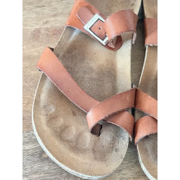 Yokono Tan Leather Toe‎ Loop Cork Slide Sandals Spain EU 40 US 9 - Image 2