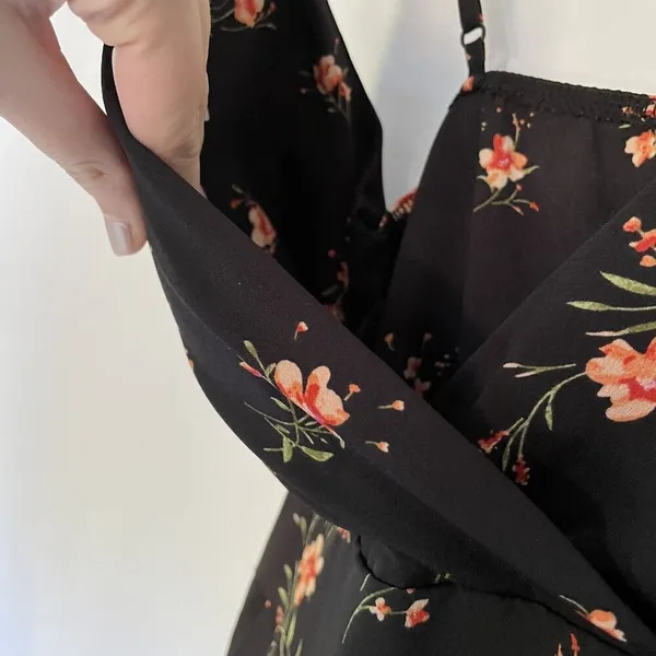 No Boundaries Black Floral Wrap Maxi Dress S lightweight v-neck summer flowy‎ - Image 6