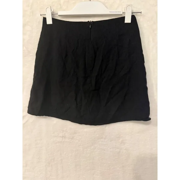 Princess Polly Black Mini Skirt Womens Size 0 Linen Blend A-Line High Waisted - Image 6