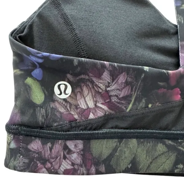 Lululemon Break Free Bra Nulux Frozen Flourish Multi / Black Size 6 - Image 3