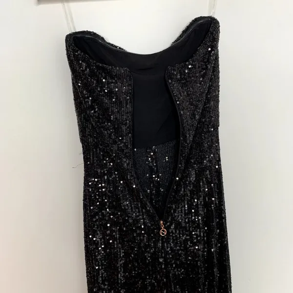 Nookie Black Sequin Flare Leg Jumpsuit One Piece Womens Size Small - Image 14