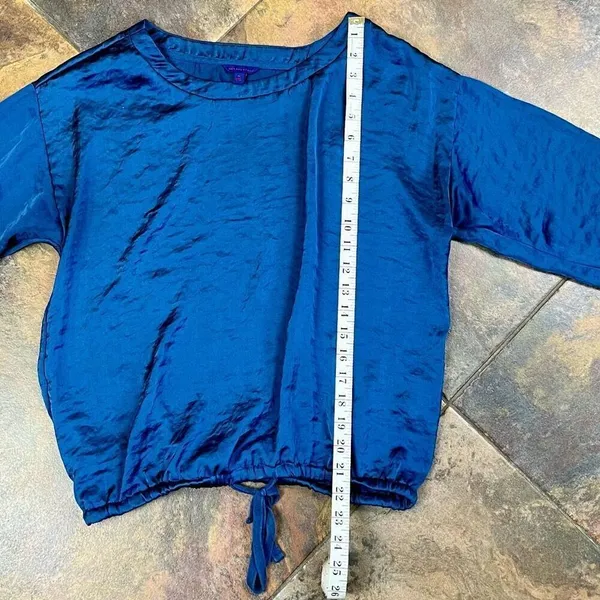 Aeropostale Blue Long Sleeve Blouse Tie Bottom M - Image 3