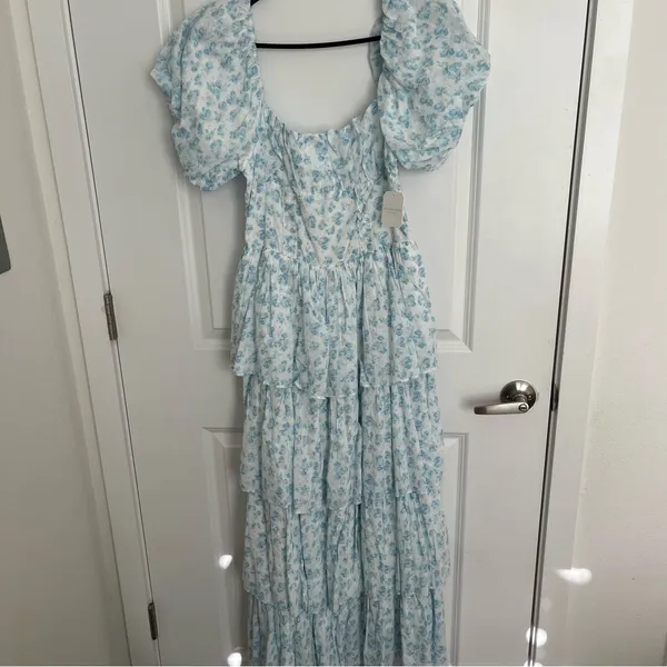 NEW Altar’d State Blue Floral Layered Maxi Dress Size Medium NWT - Image 5