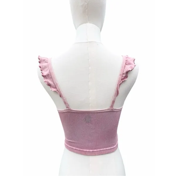 Free People Movement Happiness Runs Flirty Crop Tank Pink XS/S Ribbed Balletcore - Image 4