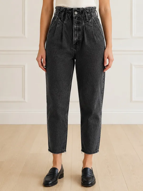 Abercrombie & Fitch Mom Jeans Size 26 / 2 Black Stonewash Paperbag High Rise - Image 12