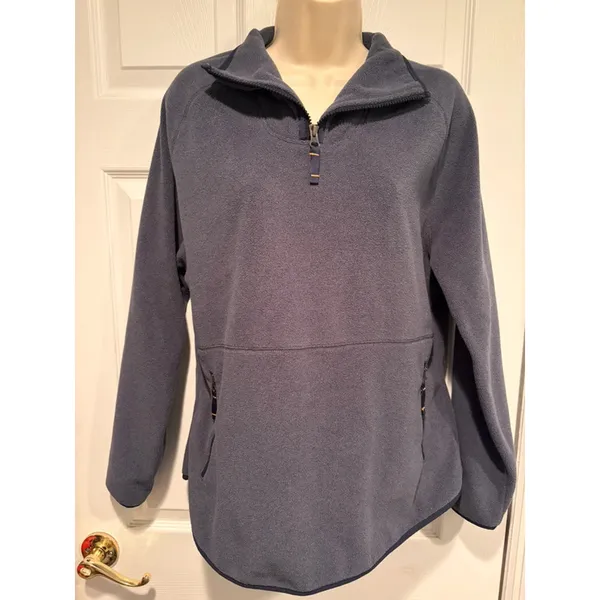 Pendleton‎ Women Fleece Quarter Zip Pullover Sz L Gray Blue Zip Pockets gorpcore - Image 4