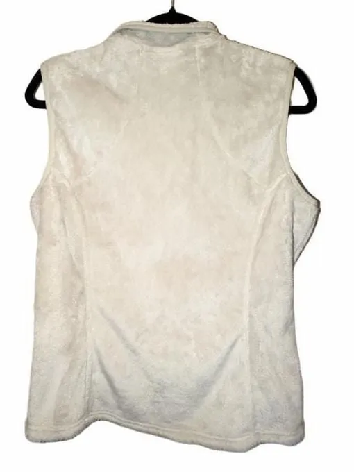 The North Face White Faux Fur Fleece Full Zip Sleeveless Vest - Image 2