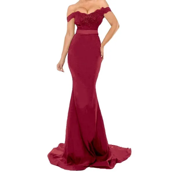 Women’s Deep Red Full Length Prom Party Formal Dress with Small Train Size 4 NWT - Image 10