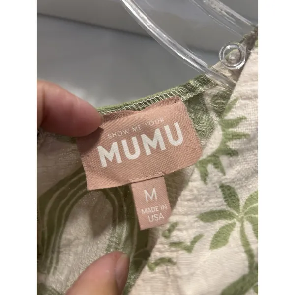 Show Me Your Mumu Green Floral Puff Short Sleeve Cut Out Mini Dress Size Medium - Image 4