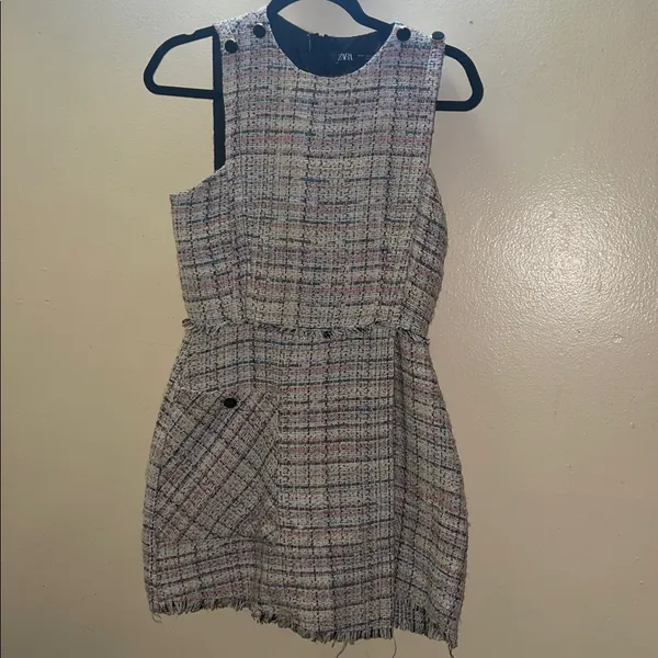 Zara Romper Jumpsuit Tweed Multicolor Women's Size Xs Sleeveless Blogger - Image 5