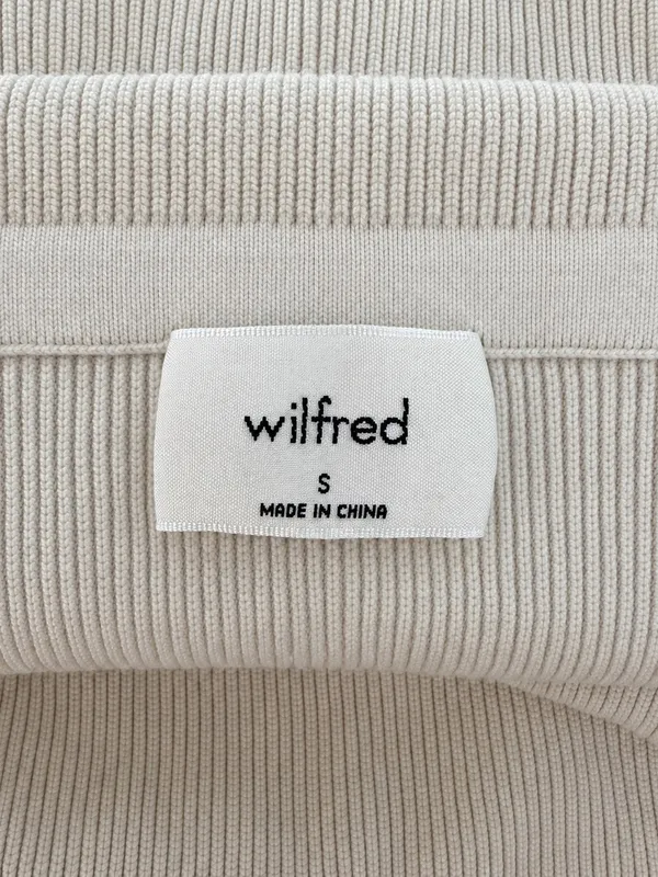 Wilfred Aritzia White Ribbed Fold-Over Off Shoulder Top - Image 3