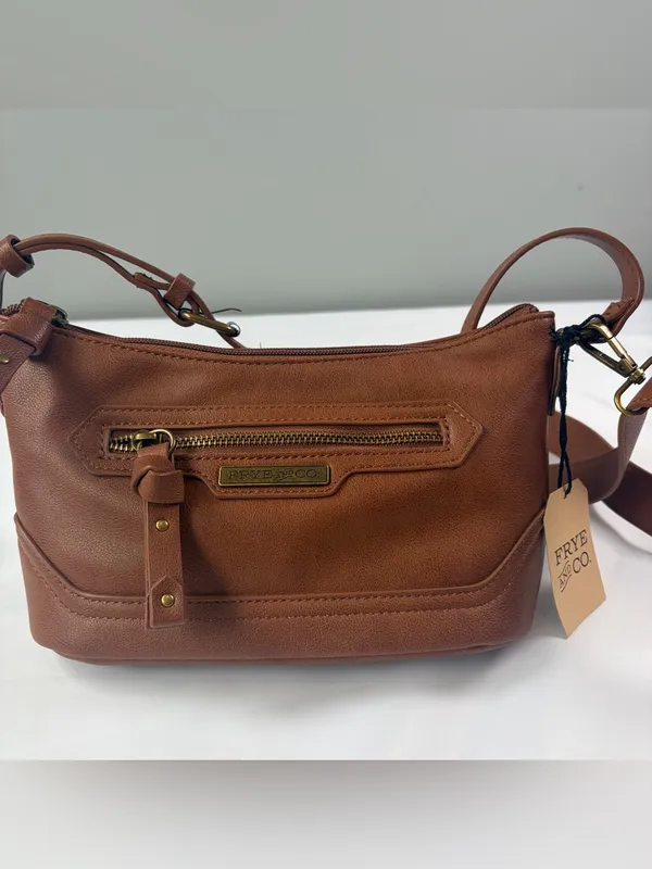 FRYE AND CO Brown Shoulder Bag Zip Closeure Adjustable/Detachable Strap - Image 3