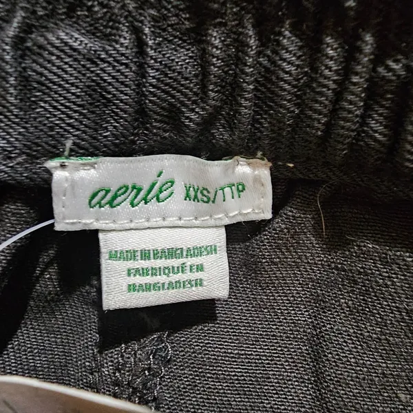 NWT Aerie Womens Dark Gray Linen Blend Shirts‎ XXS - Image 3