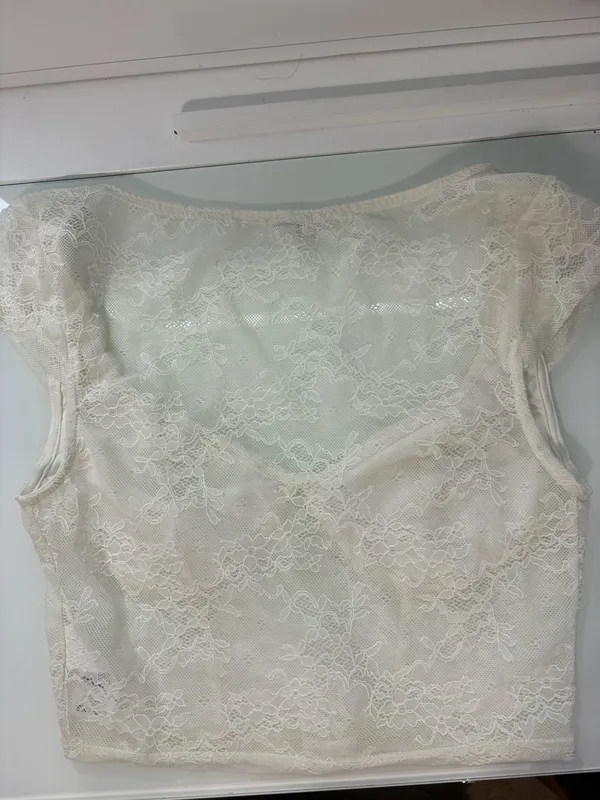 Garage Lace Crop Top White - Image 2