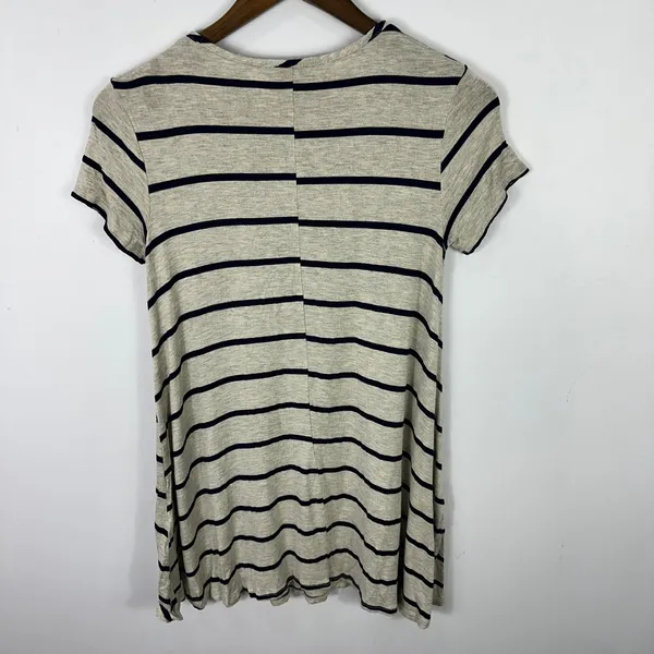 Show Me Your Mumu Tunic Top Womens XS Oatmeal Navy Blue Striped Short Sleeve - Image 6