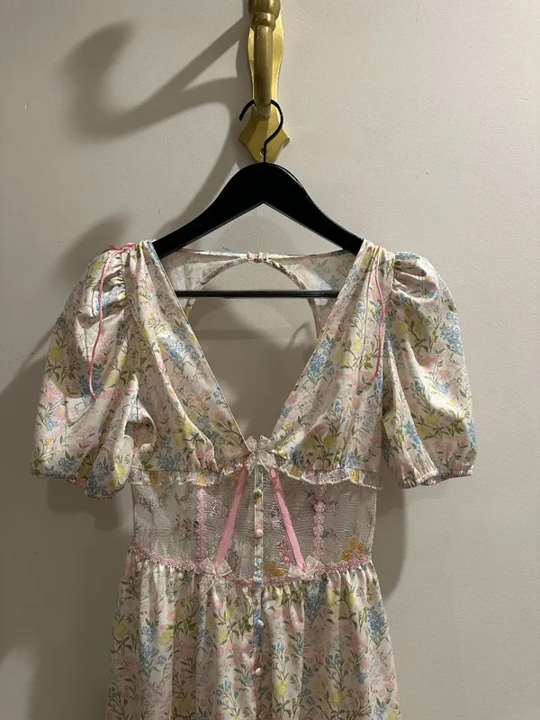 FOR LOVE AND LEMONS Glitter Garden Cap Sleeve Slip Dress Size X-Small NWT - Image 4