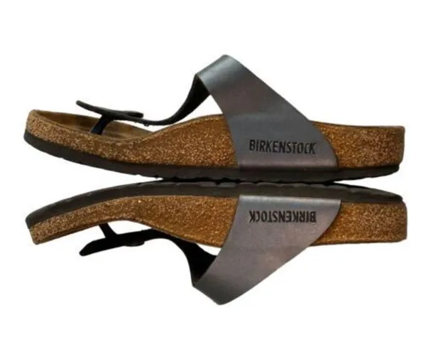 Birkenstock Gizeh Unisex Leather Sandal Icy Metallic Azure Blue EU 38 US W 7/7.5 - Image 3