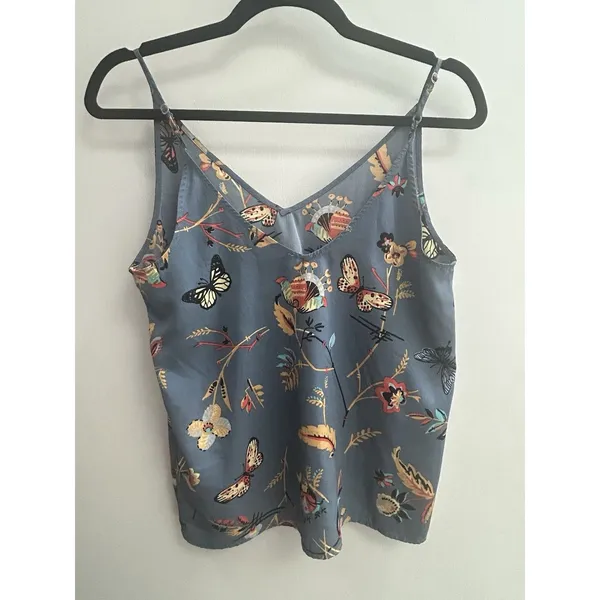 Abercrombie & Fitch Women XS Blue Butterfly Print Camisole Flowy Preppy Romantic - Image 4