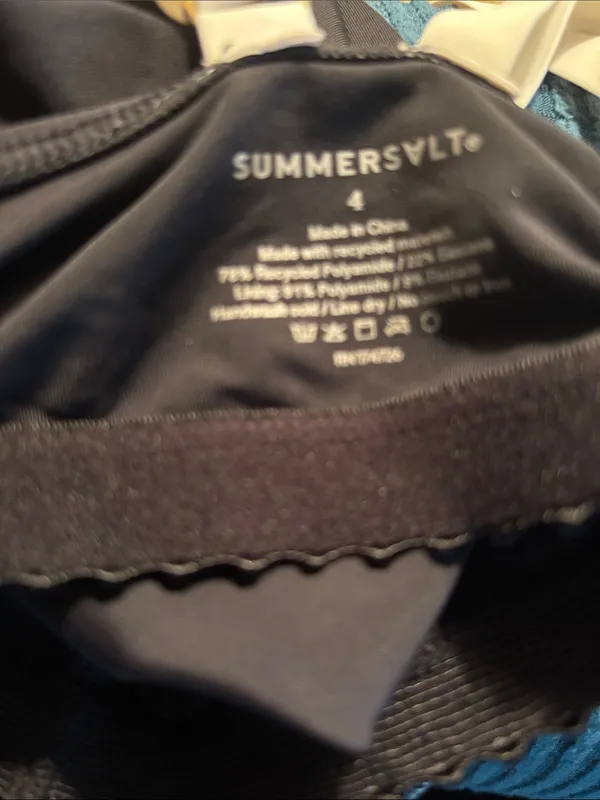 SUMMERSALT Black Tankini Top Sz S/4 Strappy Cream Back Padded Cups Stretch - Image 5