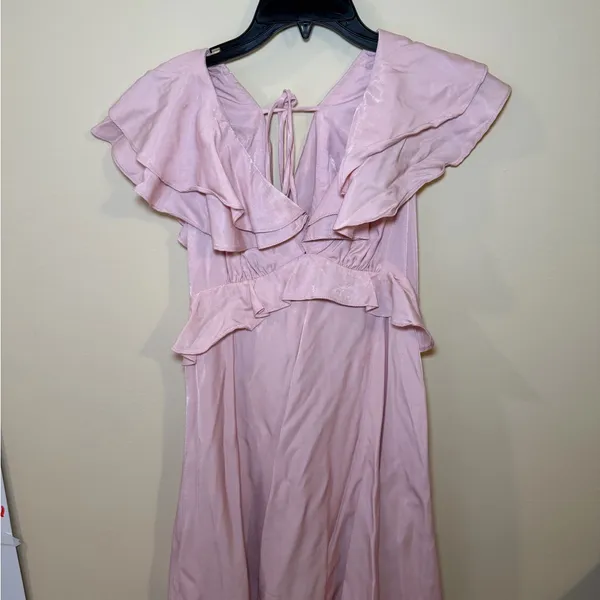 Cotton Candy Light Pink Ruffled Backless Dress Size L - Image 2