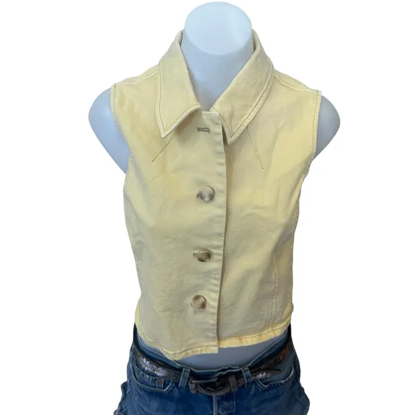 Tanya Taylor Butter Yellow Denim Vest Top SIZE 4 Waistcoat Western Designer $345 - Image 8