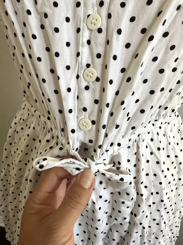 Polka Dot Spaghetti Strap Drawstring Mini Dress Size Junior 10 - Image 7