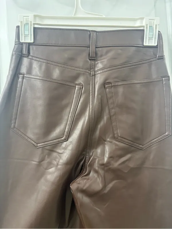Abercrombie & fitch the 90s straight ultra high rise brown leather pants - Image 5