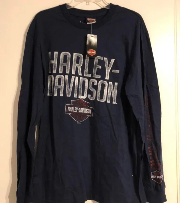 Harley Davidson Navy Long Sleeved T Shirt - Image 2