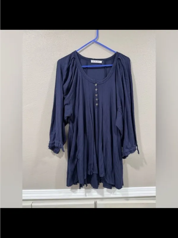 We The Free Free People Winter Sun Navy Tunic Dress - Image 3