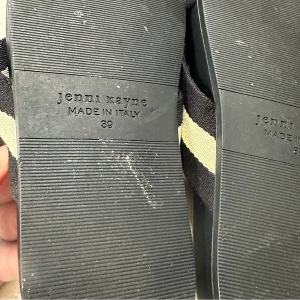Jenni Kayne Cotton Crossover Sandal in a black and cream stripe Size 39 - Image 6
