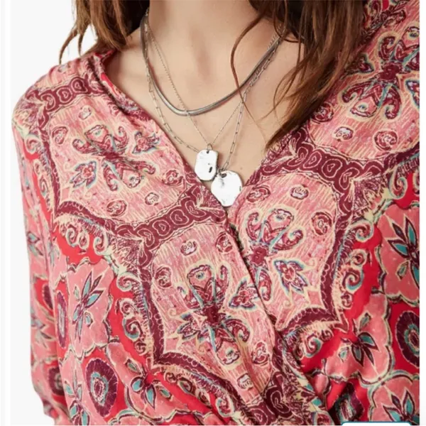 Free People "Falling For You" Floral Print Peplum Top Hibiscus Combo Size XS - Image 4