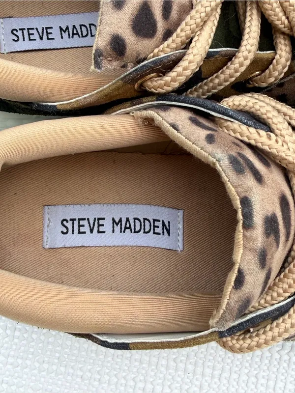 Steve Madden Cliff Sneakers Women 7 Camo Leopard Platform Lace Up Chunky Shoes - Image 4