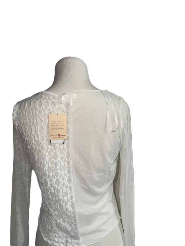 Self Esteem White Mesh Long Sleeve Top - Image 3