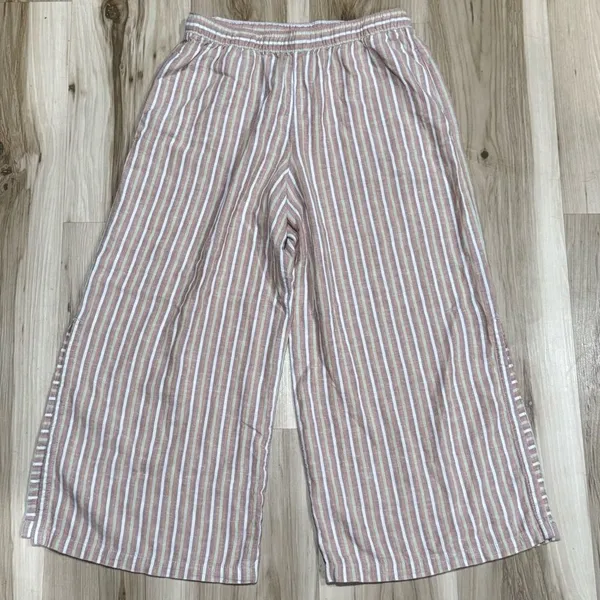 Patagonia Garden Island Pants Pinstripe Hemp Wide Leg Women’s Small - Image 3