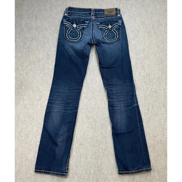 Big Star Jeans Womens 25 Nina Blue Y2K Western Thick Stitch Low Rise Straight - Image 2