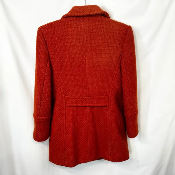 Steve by Searle Small Coat‎ Wool Italy USA Orange Textured Double Breasted VTG C - Image 2