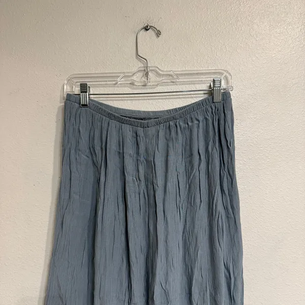 Vintage 90s Blue Sheer Lace Handkerchief Hem Midi Skirt Sz M - Image 8