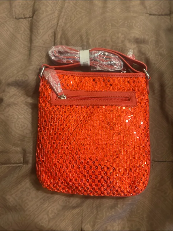 Red Sequin Cross Accent Women’s Shoulder Bag - Image 3