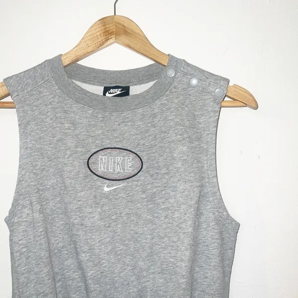 Nike women’s sleeveless gray varsity logo shorts athleisure comfy romper - Image 3