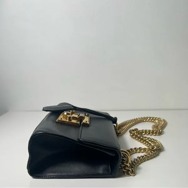 Gucci GG Black Leather Small Padlock Shoulder Bag Purse - Image 7