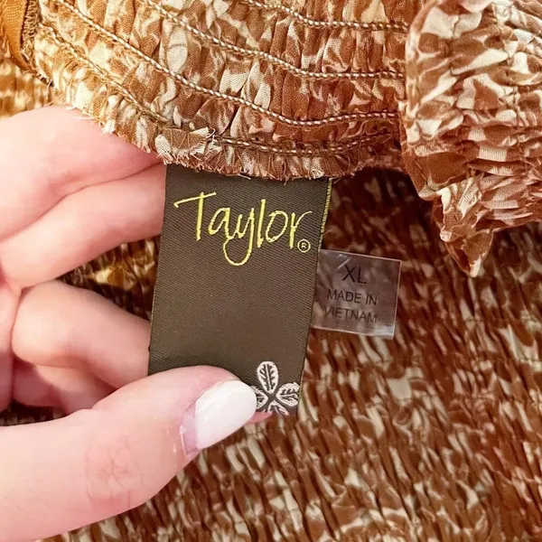 Taylor Smocked Tiered Printed Mini Dress Brown XL - Image 3