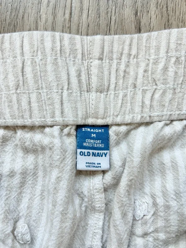 Old Navy Linen Pinstripe Straight Leg Pull On Pants Summer Breathable Size M - Image 5