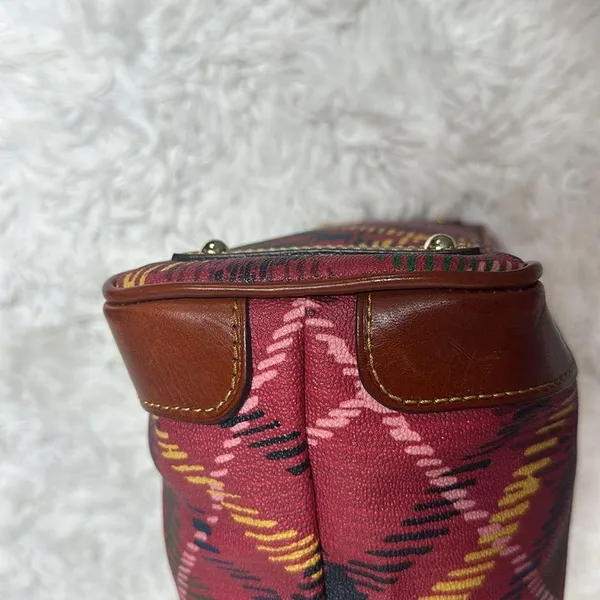 Dooney and Bourke Plaid Tartan Dome Handbag with Pebbled leather - Image 4