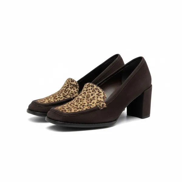 Vintage 90’s: Anne Klein II 𖦹 Calf Hair Heeled Loafers 𖦹 Leopard Print Suede - Image 8