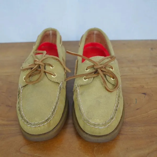 Ladies' Sperry Metallic Gold Sparkle Suede Sider Boat Shoes Size 8M - Image 7