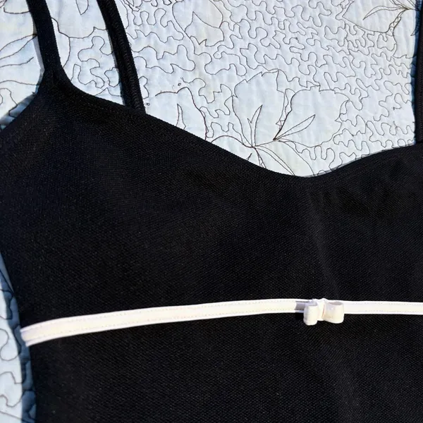Vintage Oscar de la Renta Black White Bow One Piece Swimsuit Sz 14💛 - Image 3