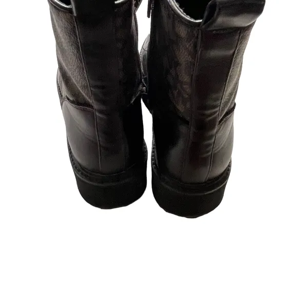 DKNY Women's‎ Size 7.5 M Roselyn Brown Monogram Print Lace Up Combat Boots - Image 5
